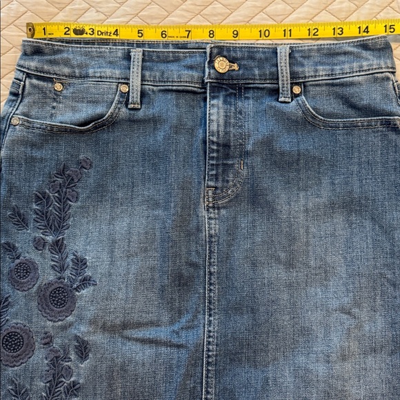 3 for $10 | Talbots Denim Skirt with Floral Embroidery - Picture 4 of 6